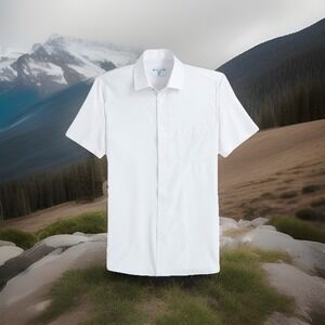&Collar White Button Down Short Sleeve Shirt Size XL Slim Fit NWT Missionary NEW